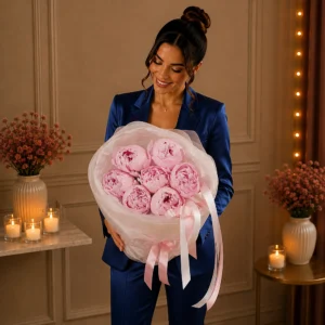 Premium Pembe Şakayık Buketi